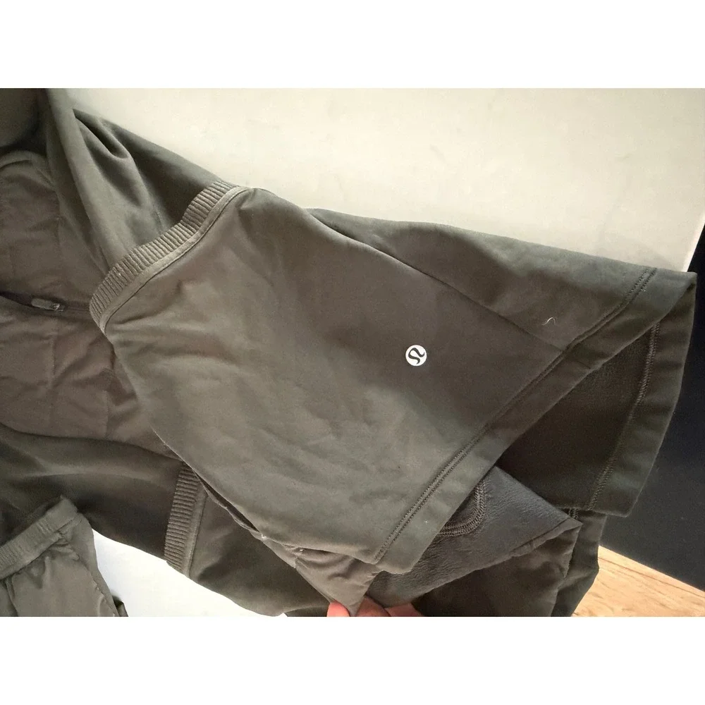 Lululemon Down For It All Half Zip Jacket Dark Olive Green Sz 8 Running Pullover - Picture 6 of 10